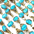 Unisex Stainless Steel Turquoise Finger Ring Fashion Jewelry Mixed Colors 17mm 20PCs/Bag 1520228