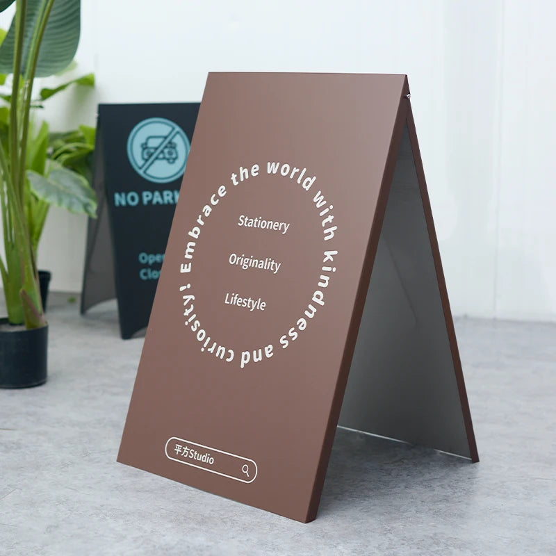 Soliciting Customers at the Door Foldable Floor Signage  Storefront Custom Design Metal Frame Sign Store Furniture Display Stand