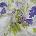 Transparent 100% Natural Silk Crinkle Chiffon Fabric in Light Color with Floral Print for Girl Spring Dress Clothes