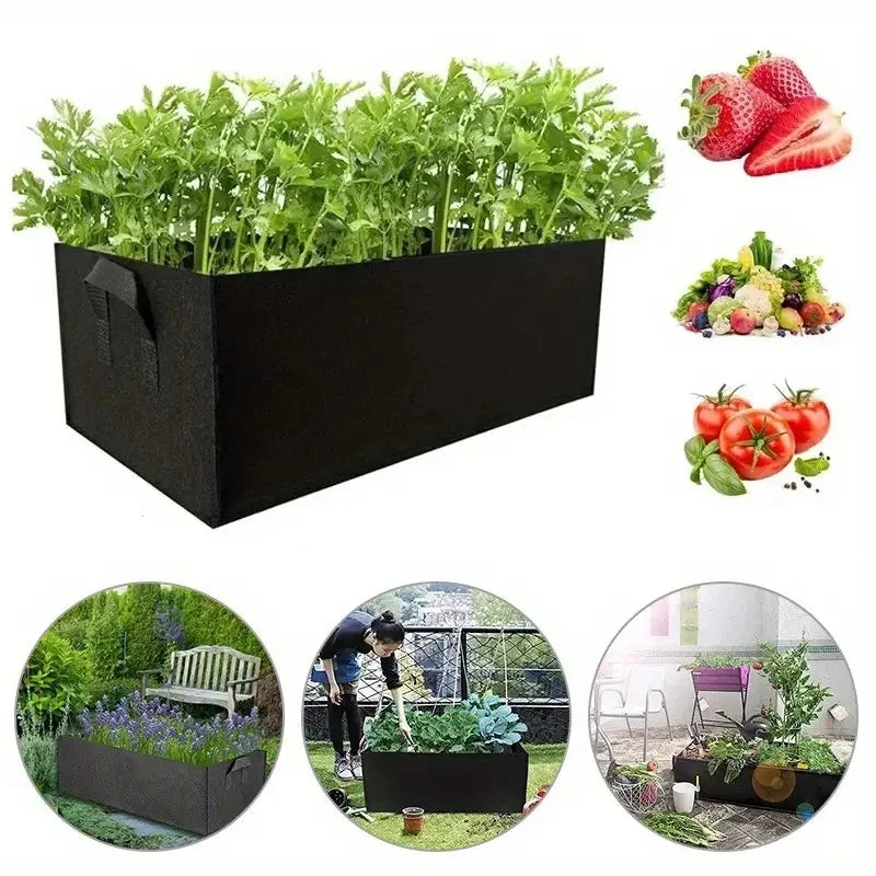 Garden Grow Bags for Vegetables Rectangular Thickened Breathable Felt Fabric Plants Pots Black Grow Nursery Pots