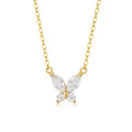 Women 18k Gold Dainty Daily Wear Jewelry 925 Sterling Silver Zircon Butterfly Pendant Necklace