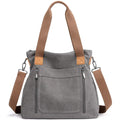 Best Heavy Duty Custom Printed Personalized Grey Large Designer Waxed Canvas Tote Bag for Women with Zipper Pockets