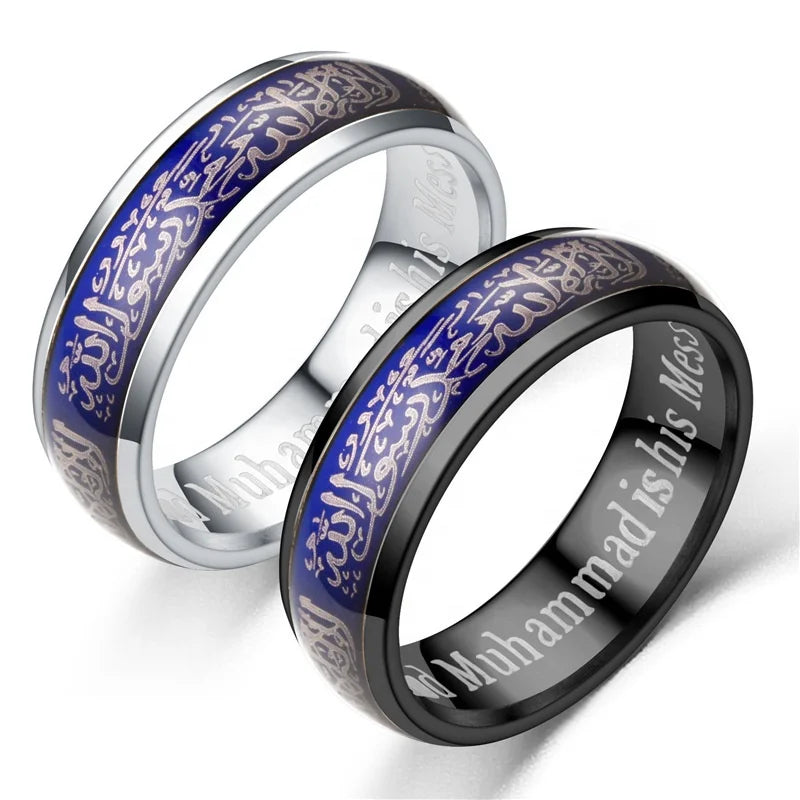 Hot Sale Titanium Steel Couple Rings Jewelry Muslim Single Row Ring