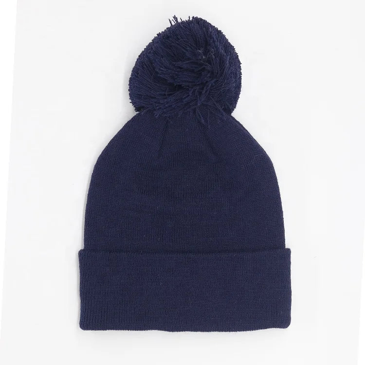 New Design Ladies Knitting Hat Cashmere Blend Pom Beanie Hat Trend Custom Logo