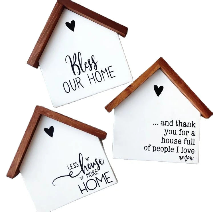 Junji House Shape Unfinished Farmhouse Decor  Wood Craft Home Decor Blank Wooden Sign