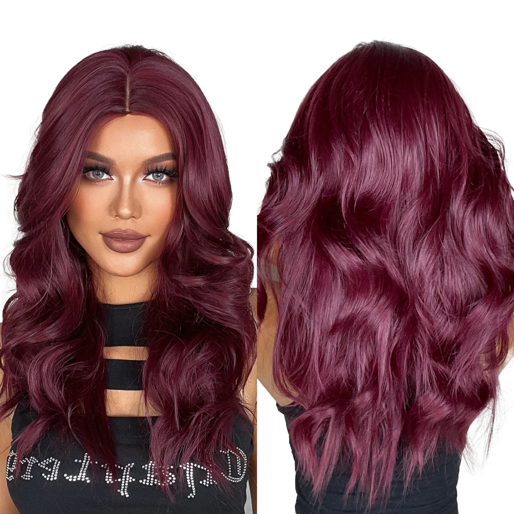 Burgundy Wave Synthetic Wigs Rose Hair Heat Resistant Fiber Natural Look Soft Smooth No Kinks