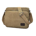 Light Brown Rectangle Denim Organizer Shoulder Bag for Tablet with Card Holders and Many Compartments