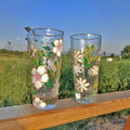 Wholesale Best-selling Japanese Hammer Hand-painted Flower Handmade Glass Tea Whisky clear Glass Cup