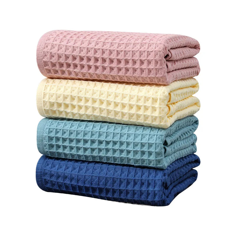 Wholesale High Absorbent Waffle Shower Hand Towel Washcloths Cotton Waffle Weave Bath Towel Set for Hotel Bathroom Spa
