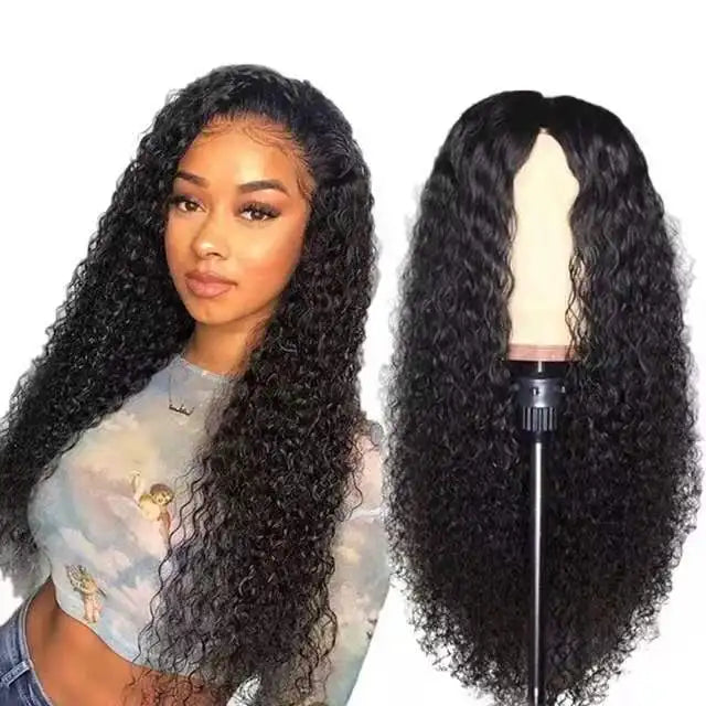 European and American Female Wig Before Lace Chemical Fiber Black Long Curly Hair Set Synthetic High Temperature Silk Wig