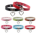 New Punk Goth Faux Lapel Shirt Collar PU Leather Heart Pendants Round Choker Necklace