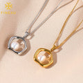 Vintage Fashion Elegant Women Jewelry 14K Gold Plated Stainless Steel Natural Freshwater Pearl Necklace