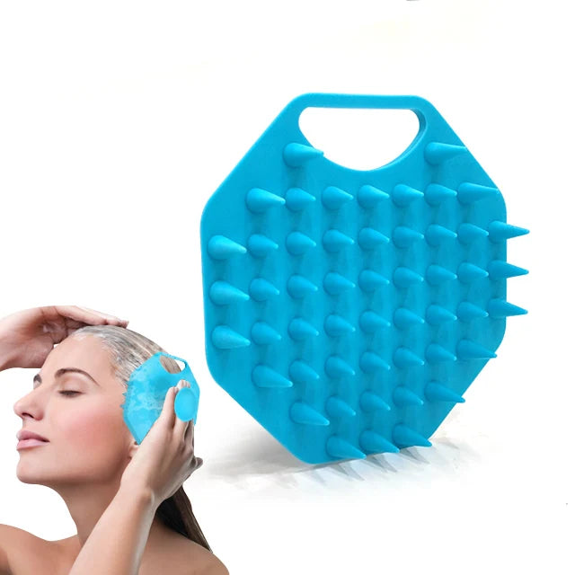 Own Design New Octagon Shape Shower Hair Brush Silicone Head Scratcher Scalp Scrubber Shampoo Brush Hair Scalp Massager for Bath