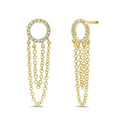 Gemnel Classic 925 Silver 18k Gold Plated Dangle Chain Diamond Circle Stud Earrings