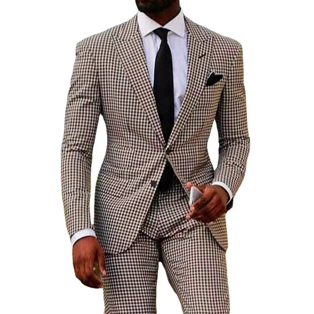 Plaid Suit Jacket 2026 New Men's Business Slim Casual Professional Formal Wear