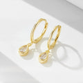 INS Fashion Jewelry 925 Sterling Silver Minimalist Earring Water Drop Diamond Earrings Gold Plated Hoop Earrings Women