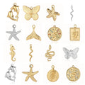 Tarnish Free Waterproof Gold Plated PVD Jewelry Snake Sea Horse Starfish Dolphin Butterfly Stainless Steel Necklace with Pendant