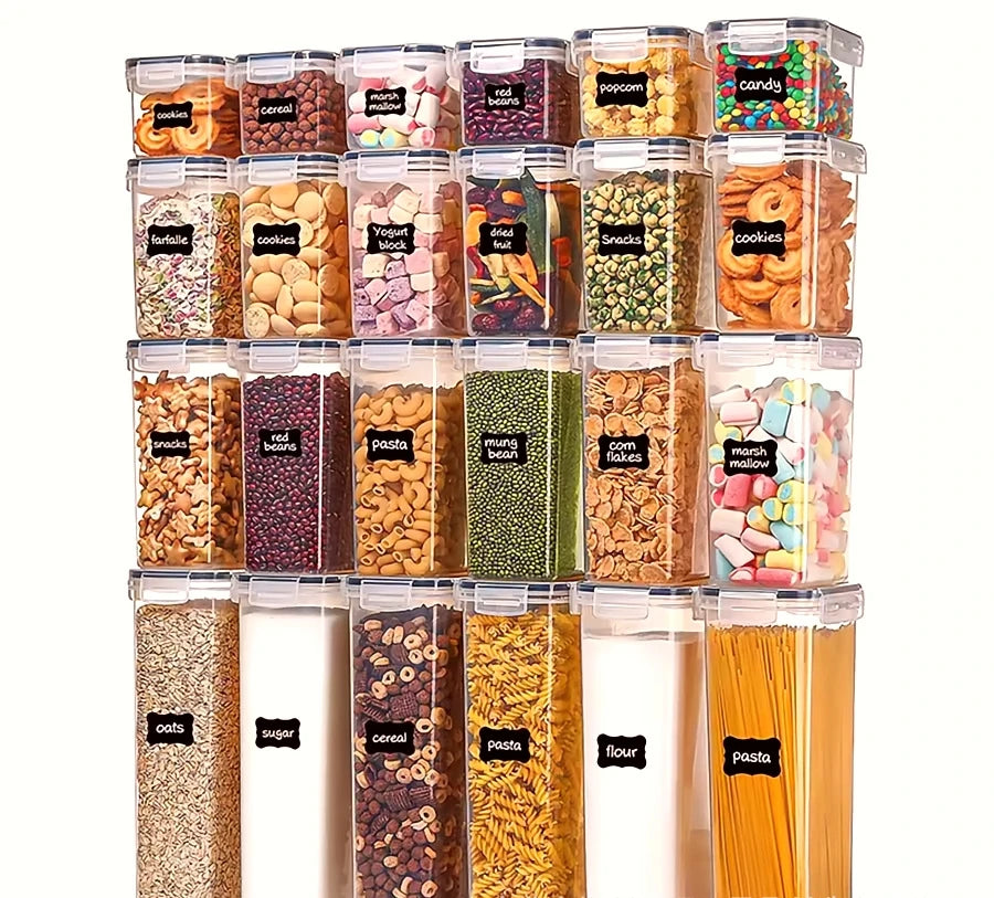7/12/24/28/36/42 Pieces Thickened Plastic Storage Box Kitchen Storage Rice Bucket Sealed Preservation Jar for Grains Foods