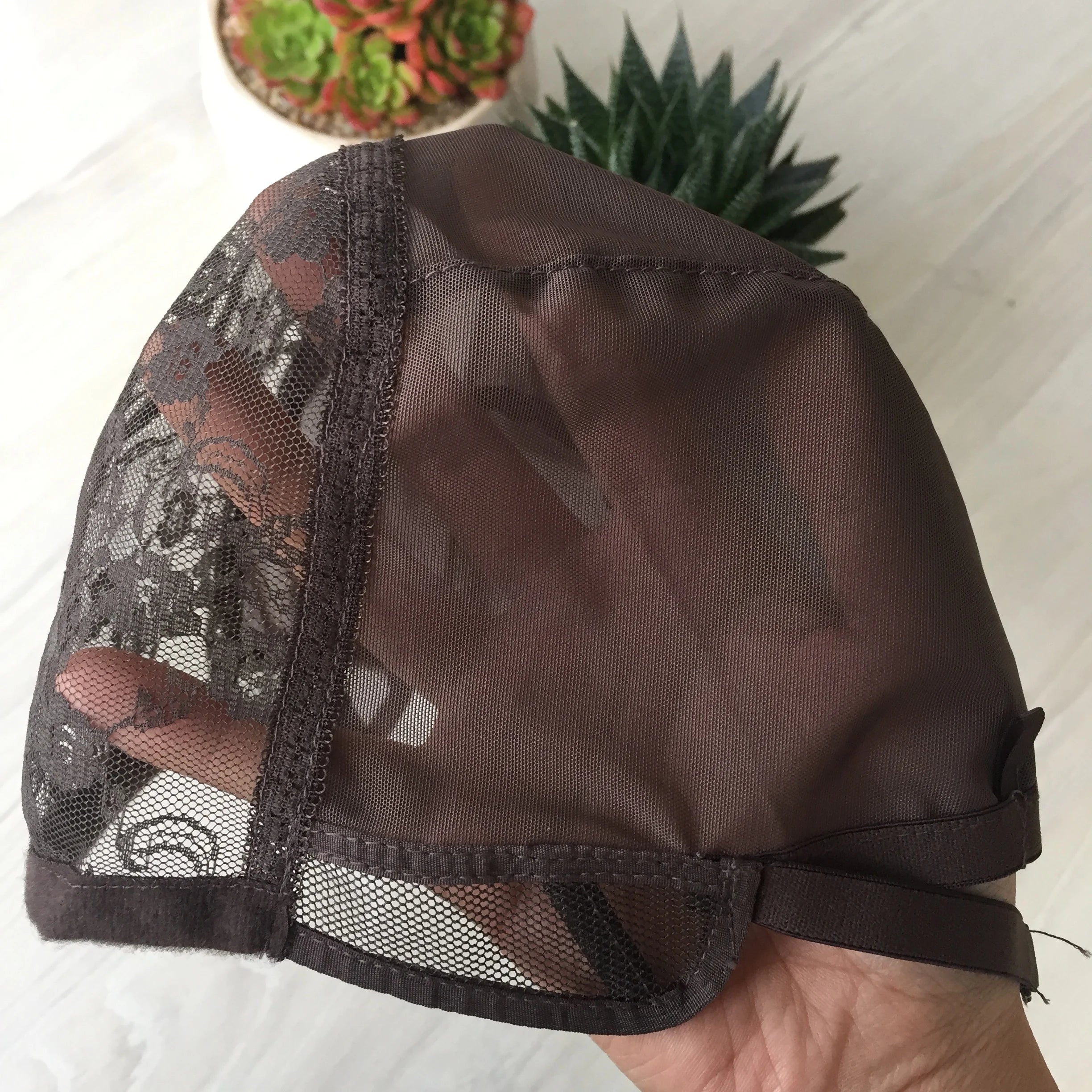 Half-hand Weaving and Half-mechanism Adjustable Net Lace Wig Caps for Making Wigs