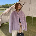 OFTBUY 2021 Women's Fashion Casual Winter Jacket Natural Lamb Woolen Thick Stand-Up Collar Warm Pockets Streetwear Real Fur Coat
