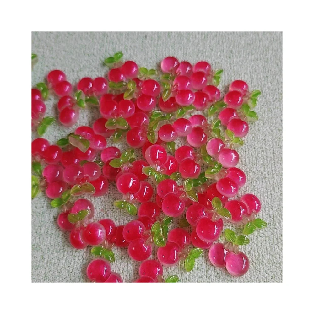 Wholesale Hot Pink Fruit Cherry Resin Flatback Cabochon Hair Bow Center Phone Case Embellishment