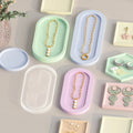 Twller Tray Dish Storage Coaster Gypsum Silicone Mold  DIY Oval Plate Plaster Epoxy Resin Silicone Mold for Home Decoration