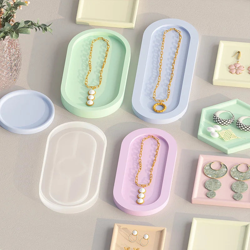 Twller Tray Dish Storage Coaster Gypsum Silicone Mold DIY Oval Plate Plaster Epoxy Resin Silicone Mold for Home Decoration MegaBDM