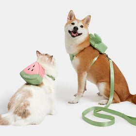 Custom Logo Adjustable Pet Harness Vest Leash Set New Product for Outdoor Travel Detachable Bag Reflective Feature Fur