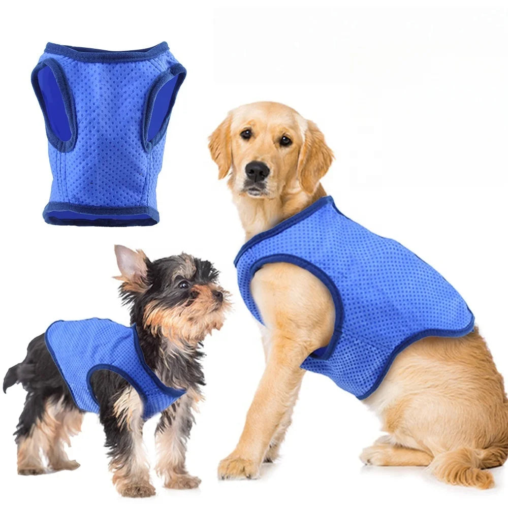Pet Cooling Vest Dog Cooling Jacket Dog Ice-Cooling Harness with Magic Tape Breathable Mesh Ice Vest for Dog Outdoor Hiking