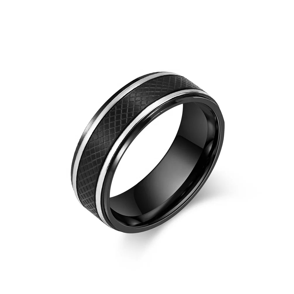 Alin Classic Design Waterproof Black Zinc Plated Stainless Steel Jewelry Rings for Unisex Wholesale
