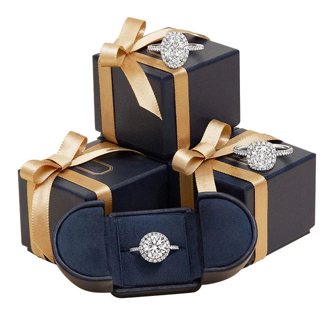 One Top Customization High-end Ring Box Leather Jewelry Rings Boxes Custom Gift Box