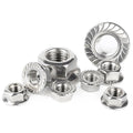 304/201/316 Titanium Stainless Steel Flange Nut Hexagon Pad Anti-Loosening Anti-Slip Screw Cap Sizes M3M4M5M6M8M10 Zinc Plated