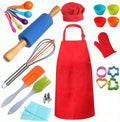 Children's Kitchen Baking Set 34pcs Apron Chef Hat Measuring Spoon Biscuit Mold Oil Brush Spatula Silicone Rolling Pin Cake Tool