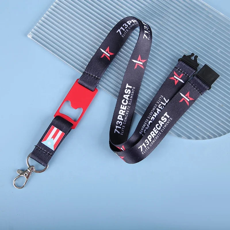 Beer Opener Lanyard Keychain With Custom Logo Sublimation Printing Neck Strap Bottle Opener Lanyard