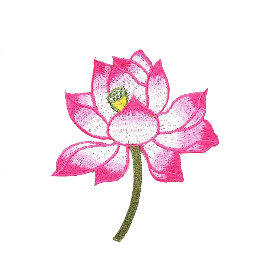 Ethnic Costume Decorative Lotus Embroidery Applique Diy Performance Dress Cheongsam Embellish Iron-on Flower Motif Sticker Patch