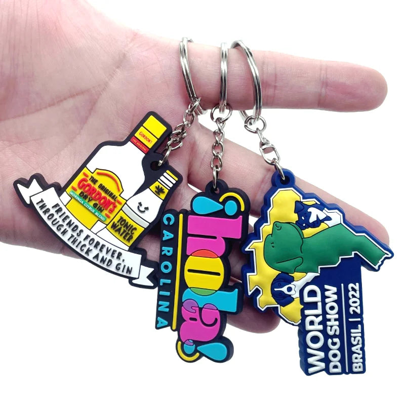 Promotional Custom 3D Silicone Keychain Cute Cartoon Designer Bag Pendant With Logo Soft PVC Carabiner for Key Organization
