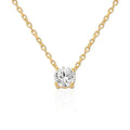 Simple Jewelry Classic 18K Gold Plated 925 Sterling Silver 8mm 8A CZ Solitaire Pendant Necklace with Cable Chain