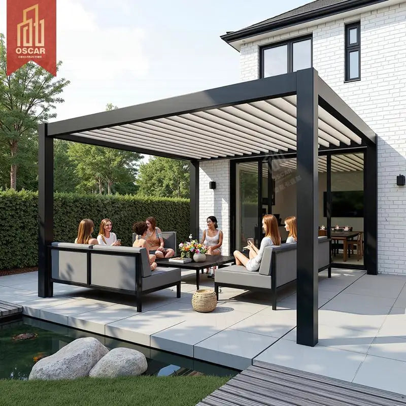 Aluminum Patio Cover Waterproof Electric Louver Roof Garden Deck Yard Outdoor Shade Shelter Alternative Pergola