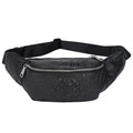 Drop Shipping OEM Stylish Custom Print Crocodile Pattern Black Genuine Cowhide Leather Fanny Pack Waist Bag