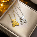 Wholesale New Titanium Steel 18k Gold Plated Anime Cartoon Necklace Women Fashion Bear Pendent Necklaces