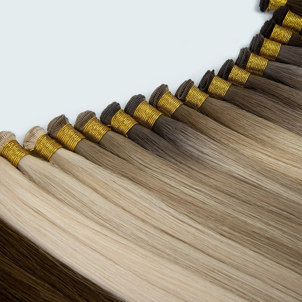 Hand-tied Weft European Remy Cuticle Intact Double Drawn Hand Tied Hair Weft Hair Extensions