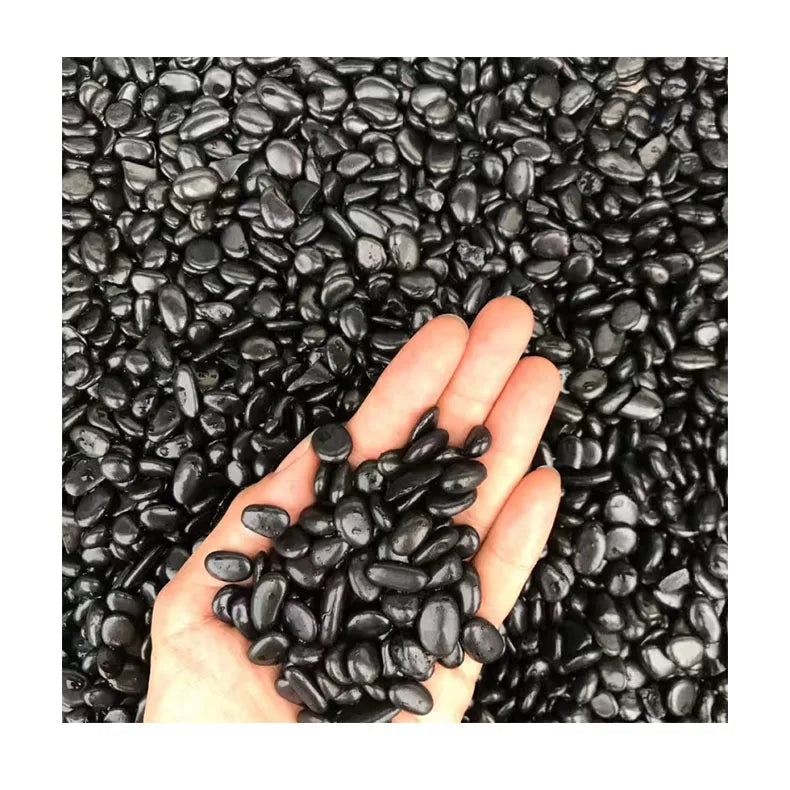 Yuhua Stone Black Color Price Polished Cobble for Garden Landscape Polished Natural Mixed Colors Oval Pebbles Outdoor Decoration