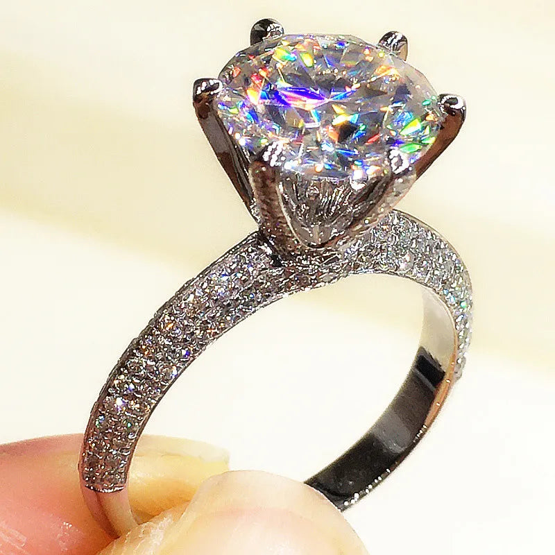 CAOSHI Custom Wholesale Fashion Bridal Jewelry Women Eternity Band Cubic Zirconia Sparkle Diamond Silver Plating Wedding Ring