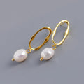 New Dangling Luxury Hoop Earrings Baroque Irregular 14K Gold Freshwater Pearl Earrings Fine Jewelry