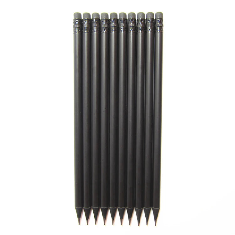 Custom Stamp 7.5 Inch Black Office & School JR Yellow Wooden Loose Pencil with Silver Logo Black Inner Box
