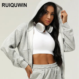 RUIQUWIN Women Athletic Sport Shirts Yoga Long Sleeve Fitness Yoga Crop Tops Hoodies Gym Workout Sweatshirts