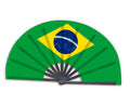 2022 Wholesale Custom Printed National Cuntry Flag Brazil Folding Bamboo Hand Held Fan