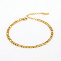 Fenny 18K PVD Gold Plated Wholesale Waterproof Minimalist Basic Figaro Chain Design Stainless Steel Anklet Trendy for Women