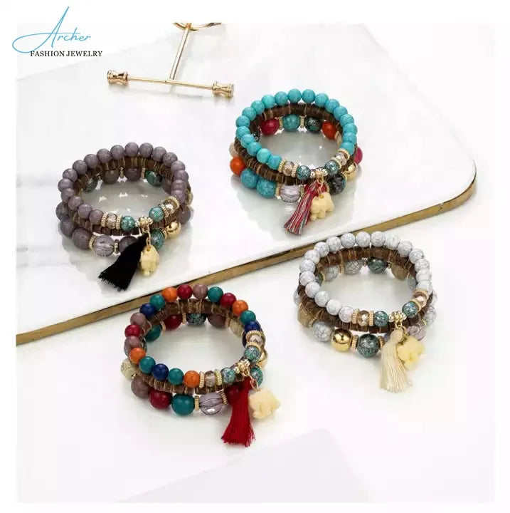 New Bohemian Women's Diamond Bracelet European and American Fashion Cute Bracelet Multi-layered Bracelets Hot Sale