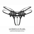 Wholesale Low Waist Flower Pattern Transparent Women Pearl Sexy Tulle Comfortable Thong